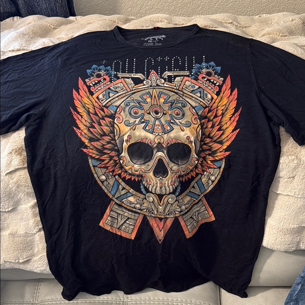 Men's Black Graphic T-Shirt with Skull Design